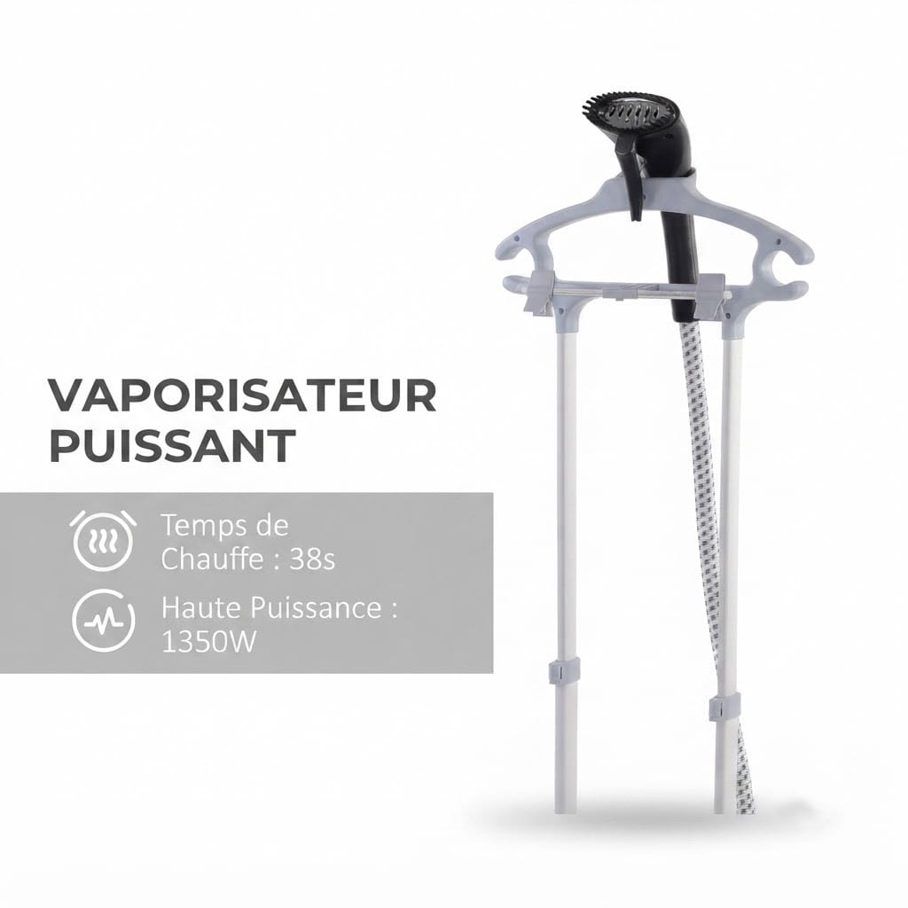 Défroisseur vapeur vertical 1950W : repassage rapide et simple